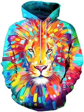 3D Animal Figure Printed Men's Hooded Sweater Couple Pullover Hoodie