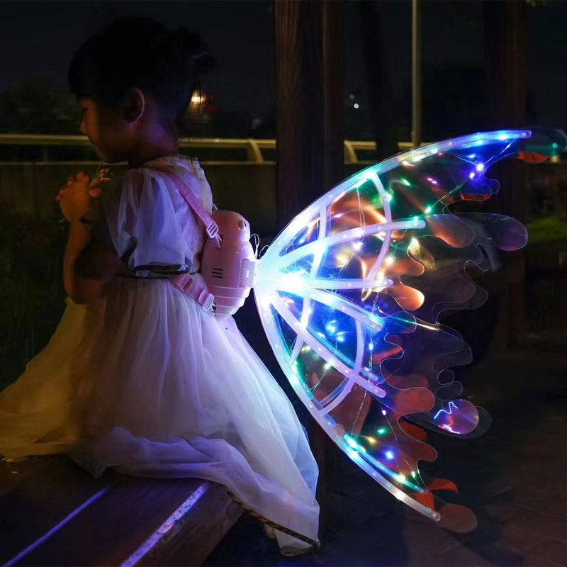 Girls Electrical Butterfly Wings With Lights Glowing Shiny Dress Up Moving Fairy Wings For Birthday Wedding Christmas Halloween