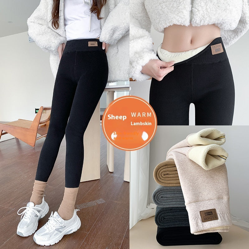 Women's Winter Fleece-lined Extra Thick Lambswool Cotton Leggings