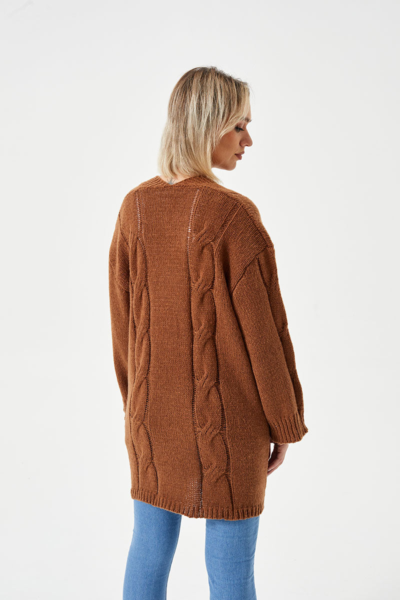 Pull cardigan long et décontracté pour femme