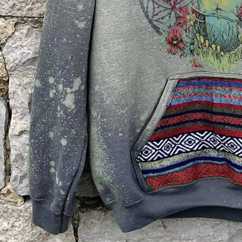 Pull décontracté à capuche imprimé pour hommes