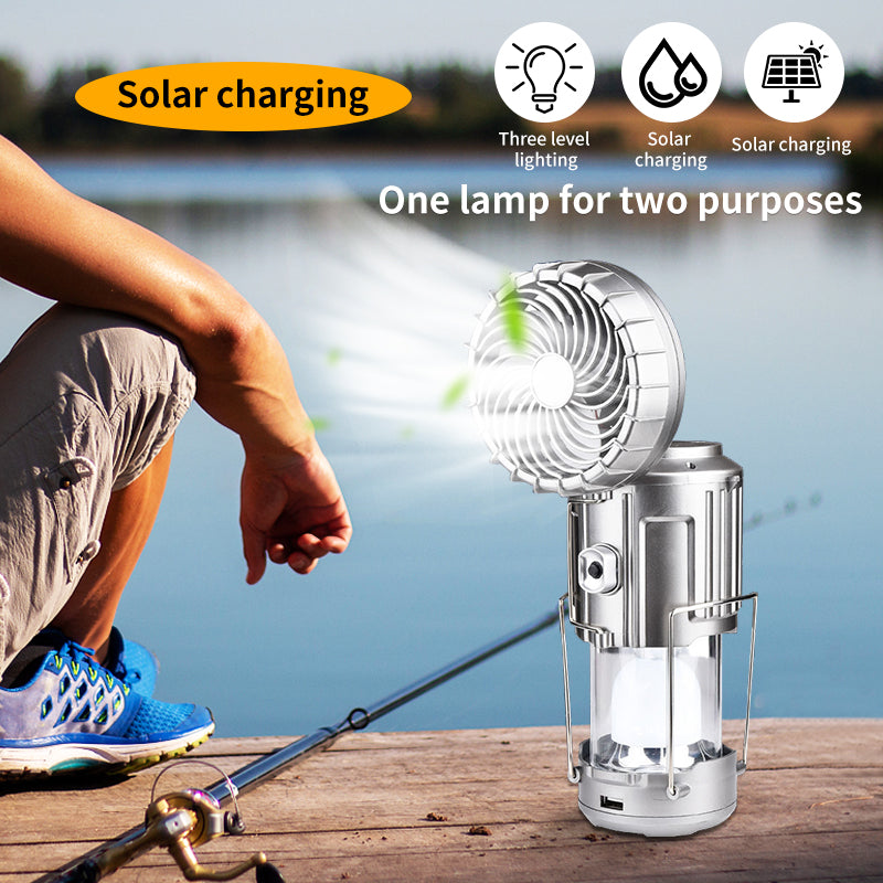 Solar Electric Fan Life Waterproof Panel Charging Double Switch Barbecues Camping Solar Electric Fan For Climbing