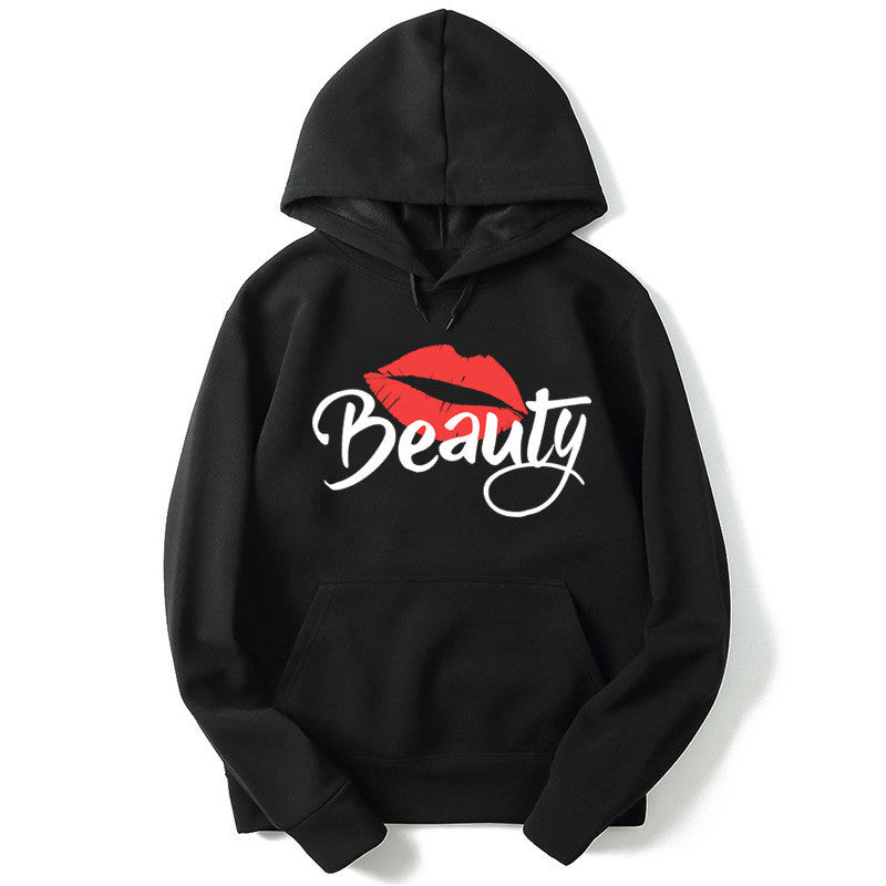 Beauty and Beast Printed Hooded Hoodie - Stylish Cotton-Blend for All Seasons