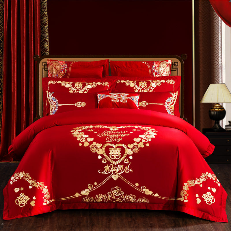 Embroidered cotton bedding