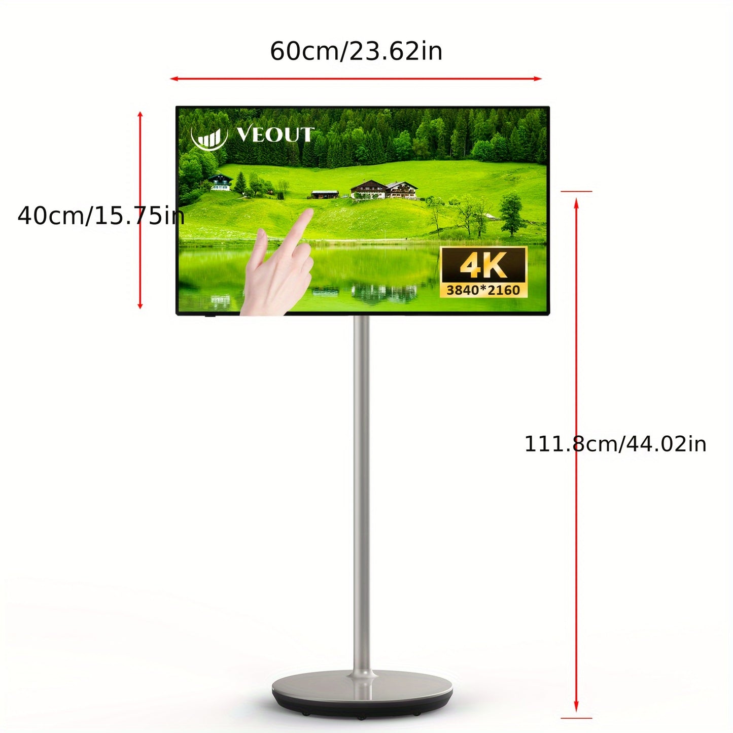 27 InchPortable Monitor Small HandheldMobile Monitor, 3840 X 2160Ultra High Definition StandbyMePortable Touch Rotatable Rolling TVwith Wheels Stand By Me TouchScreen With Built In Battery