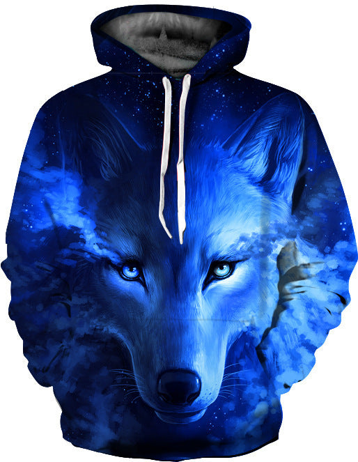 3D Digital Printing Men's Hoodie with Wolf Face - Stylish and Comfortable Sweater