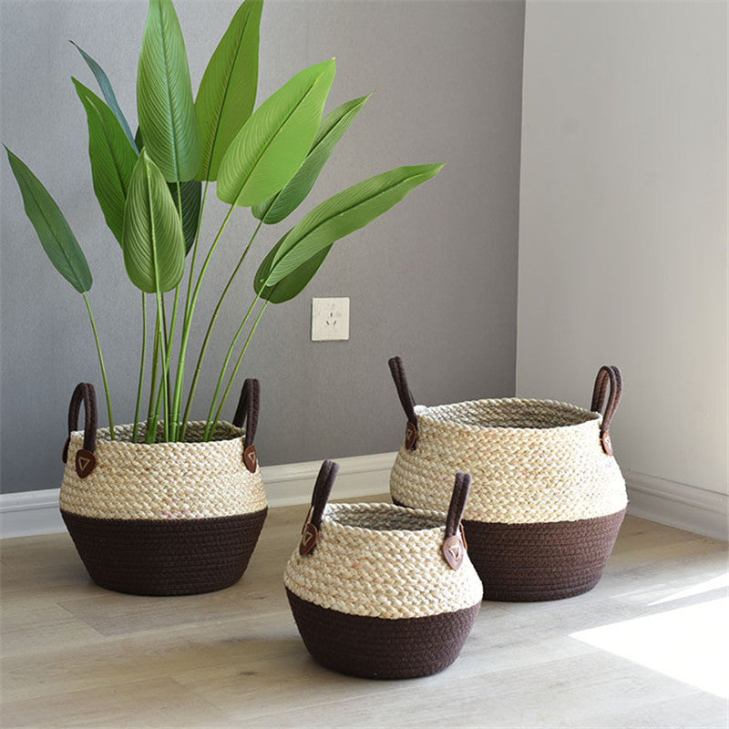 Crafts Seaweed Decoration Straw Bag Flower Pot Container Home Furnishing