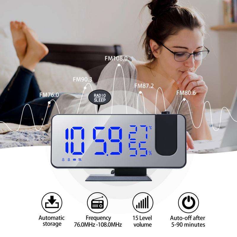 Fm Radio, Led Digital Smart Alarm Clock, Electronic Watch, Table Clock, Usb Alarm Clock With Projection Time, Snooze