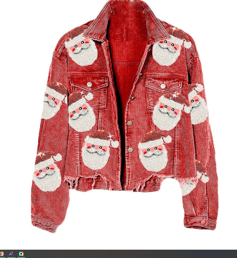 Women's Corduroy Rugby Sequined Jacket