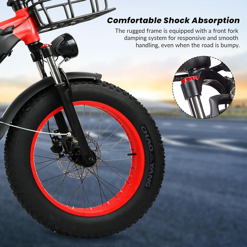 Electric Bike For Adults, Snowmobile 20 X 4 Inches Fat Tire Bike, 500W Motor Electric Bicycle, 25MPH Mountain E-Bike US only