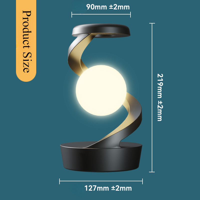 Suspended Rotating Light Ball Lamp with Mobile Phone Wireless Charging Function, Desktop Creative Levitating Night Light, Bedroom Bedside Atmosphere Light