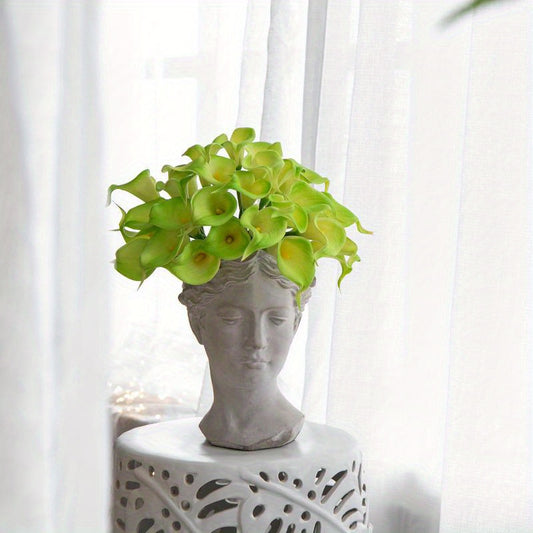 Elegant Greek-Inspired Cement Head Planter - 7"x11" Modern Indoor/Outdoor Decor