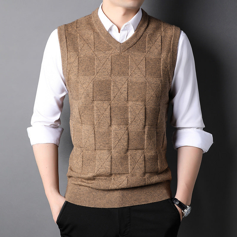 Mens Fashion Solid Colour Jacquard Waistcoat Top