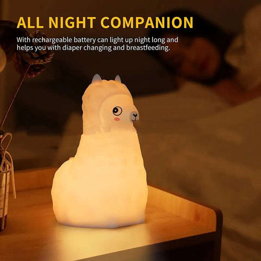 Amazon Creative Cartoon Alpaca Night Light USB Charging Bedside Smart Small Night Lamp Reading Light Gift Sleep