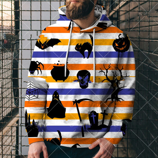 Pull imprimé de la série tête de citrouille d'Halloween à la mode