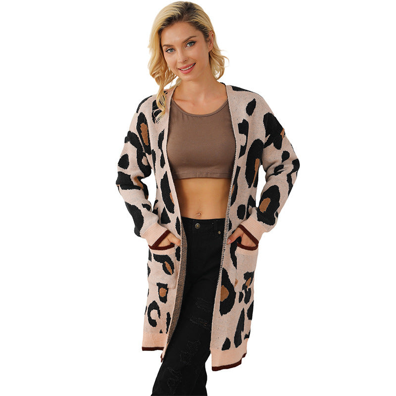 Fashion Leopard Print Long Sleeve Inverness