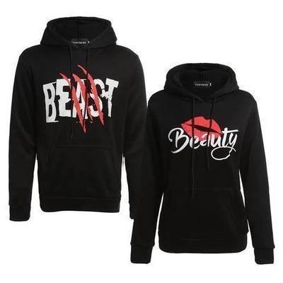 Beauty and Beast Printed Hooded Hoodie - Stylish Cotton-Blend for All Seasons