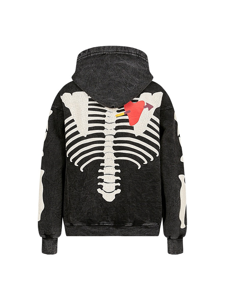 Skull and Bones Printed Hoodie - Edgy Cotton-Blend Streetwear