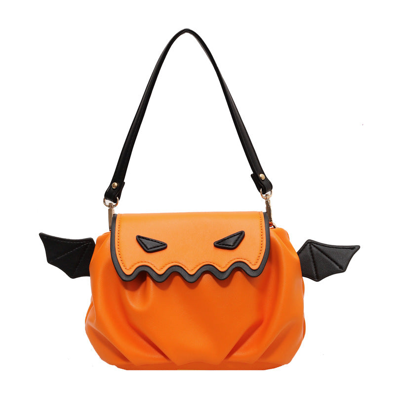 Sac à bandoulière drôle Halloween citrouille dessin animé sacs à bandoulière avec petites ailes personnalisé créatif femme sac à main