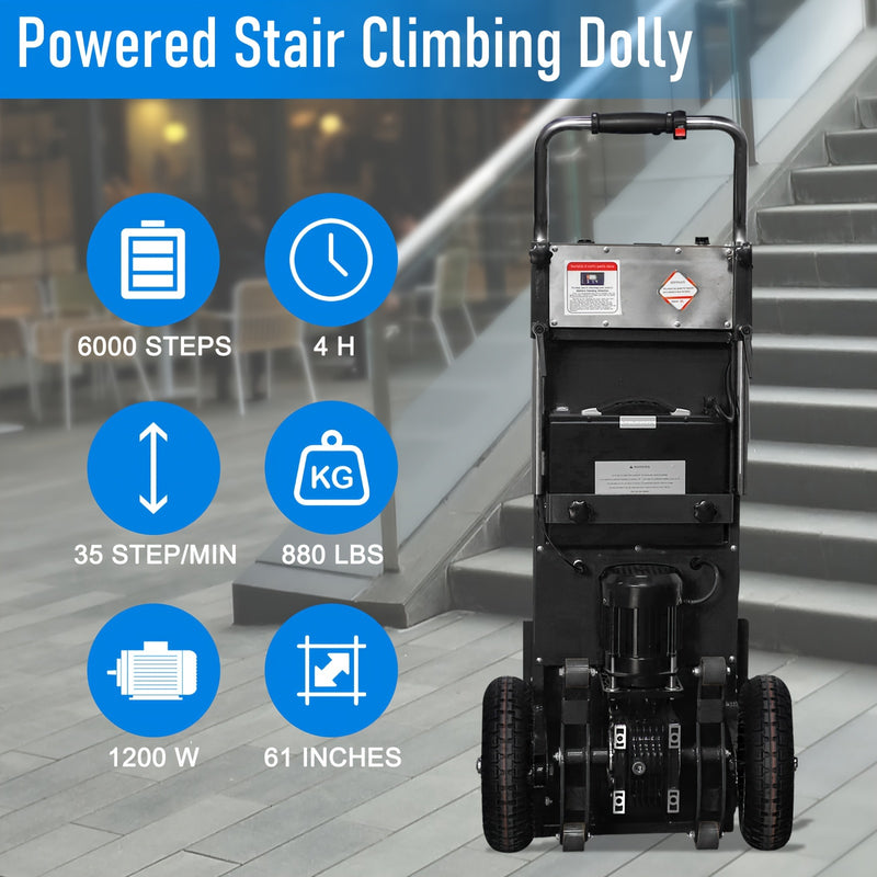 1PC Black Electric Stair Climbing Hand Trucks Dolly Cart For Moving, 880lb Max Capacity 1200W Motor Power Folding Furniture Climber For Easy Up/Down Stairs, Move Furniture Home Warehouse (Upgrade)