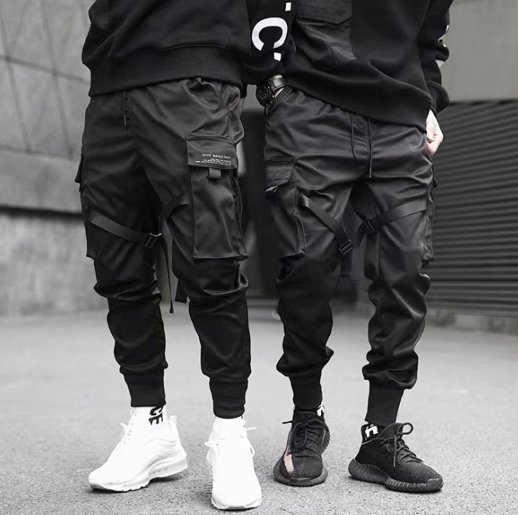 Rubans Harem Joggers hommes Cargo pantalon Streetwear Hip Hop poches décontractées coton pantalon de survêtement