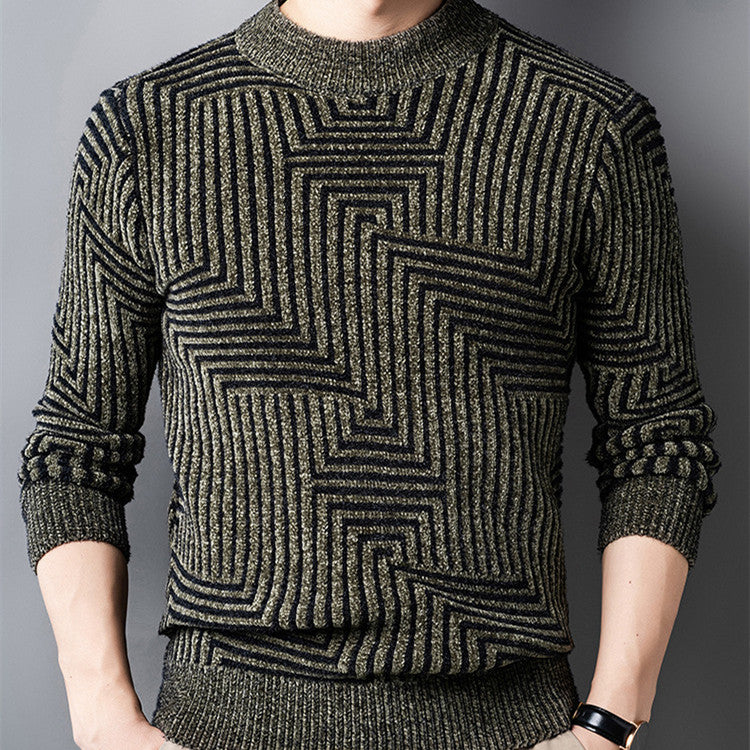 Men's Knitted Thickened Half-high Collar Chenille Warm Sweater