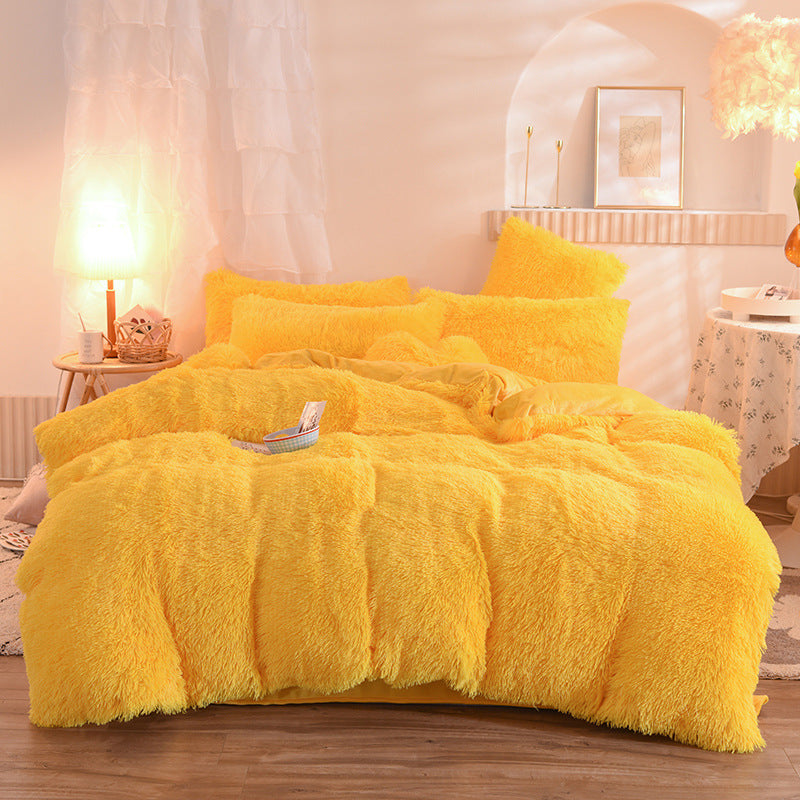 Housse de couette en polaire épaisse de luxe Queen King hiver lit chaud housse de couette taie d'oreiller peluche moelleuse Shaggy literie ensemble de literie hiver corps garder au chaud