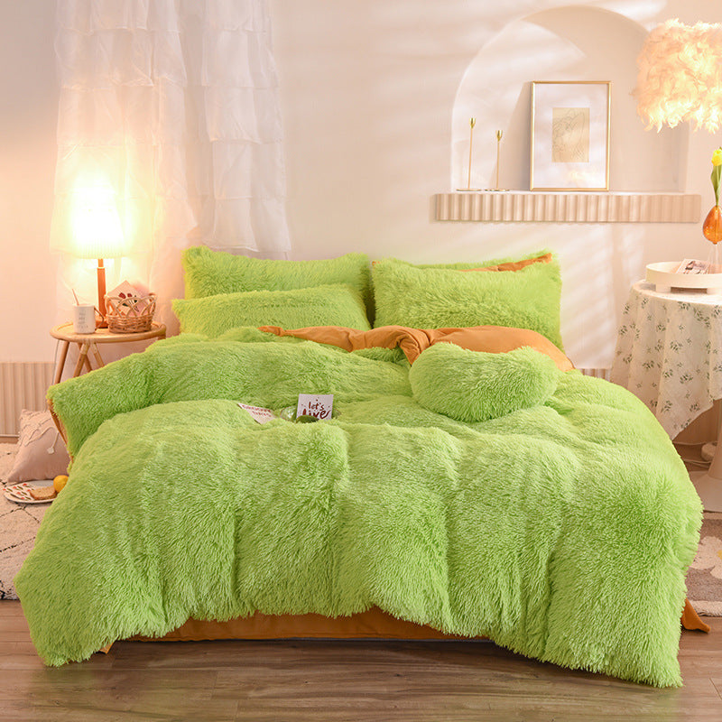 Housse de couette en polaire épaisse de luxe Queen King hiver lit chaud housse de couette taie d'oreiller peluche moelleuse Shaggy literie ensemble de literie hiver corps garder au chaud