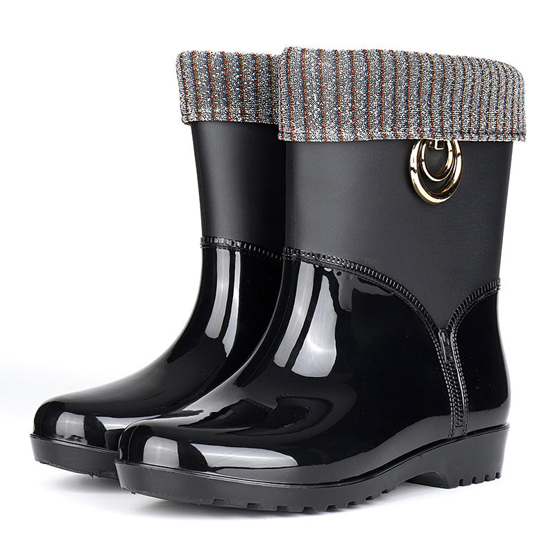 Rain boots women's drum plus cotton rain boots