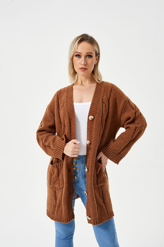 Pull cardigan long et décontracté pour femme