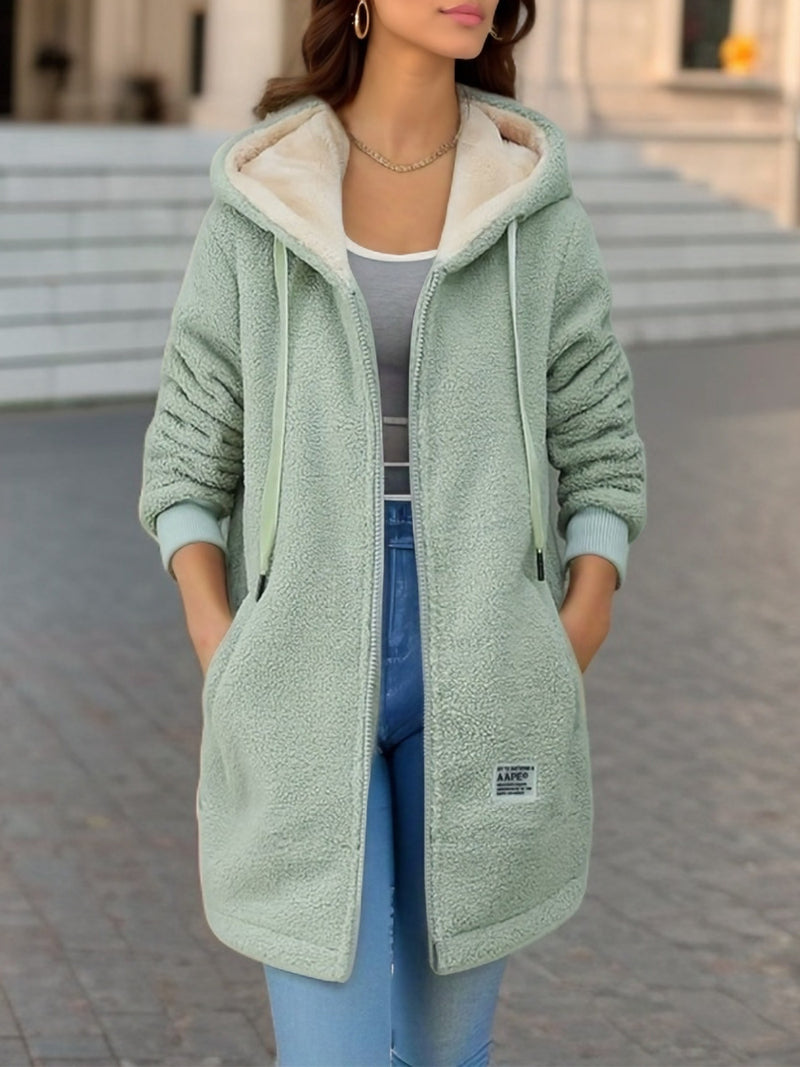 Fleece-lined Mid-length Cashmere Hoodie