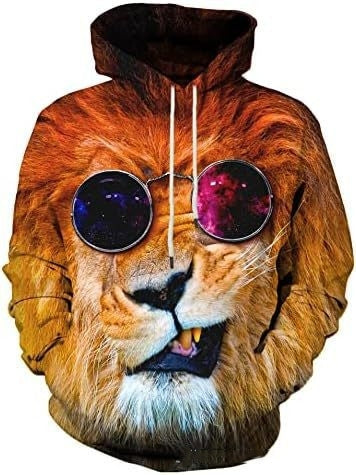 3D Animal Figure Printed Men's Hooded Sweater Couple Pullover Hoodie