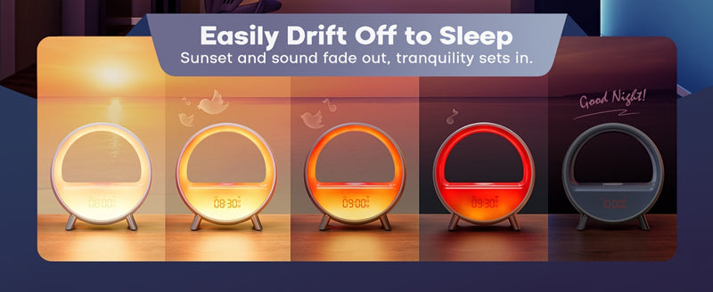 Dekala Upgraded Smart Arches Gradual Sunrise Alarm Clock with Wireless Charging BT Speaker White Noise Sleep Sound Machine with Night Light for Adults Touch/App/Button Control Work with Alexa