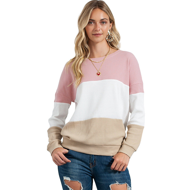 Fashion Contrast Color Pullover Women