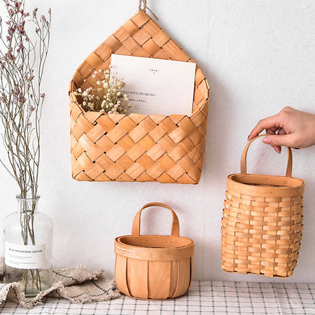 Storage Basket Wall Hanging Wicker Basin Home Garden Wall Decoration Container Home Decoration