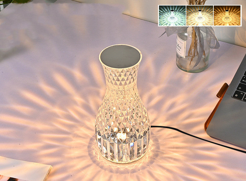 Vase Shape Atmosphere Crystal Lamp Romantic Bedside Diamond Table Lamp  Home Christmas Decorations LED Lights