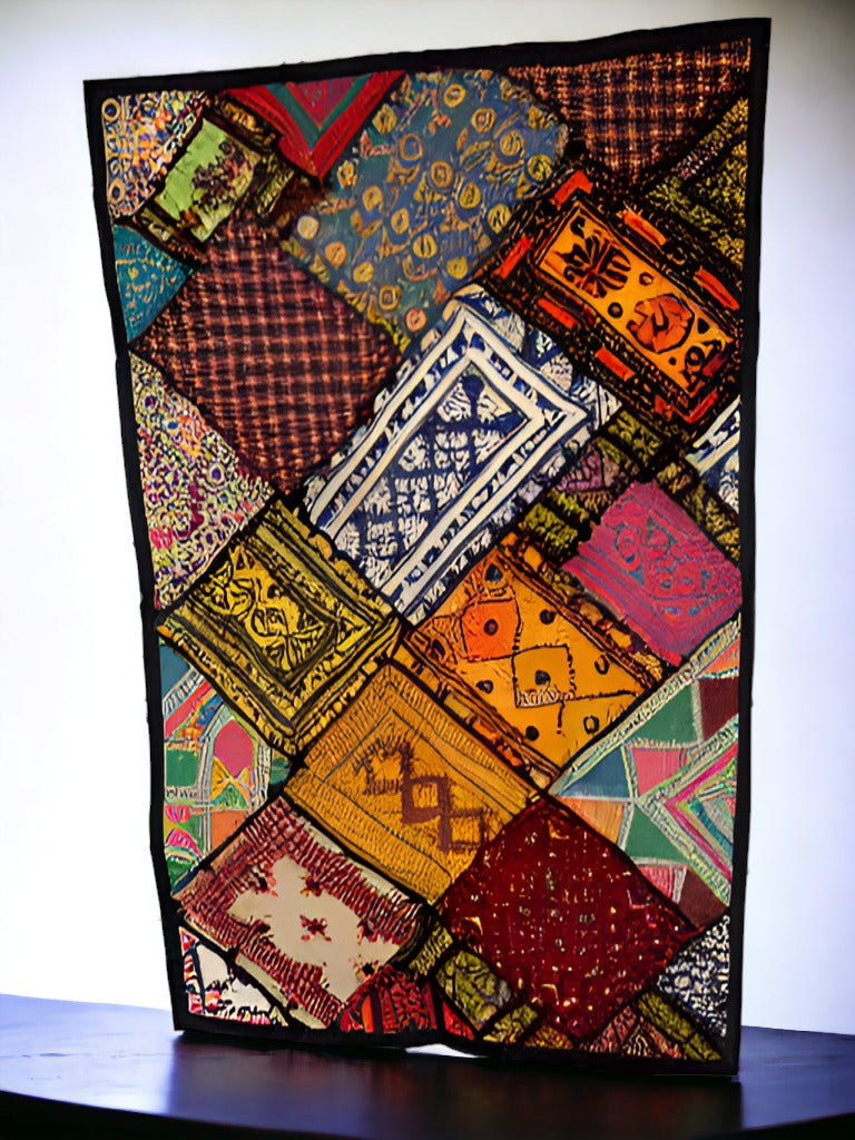 Handmade quilted wall hanging with patchwork beautiful, quilted wall art