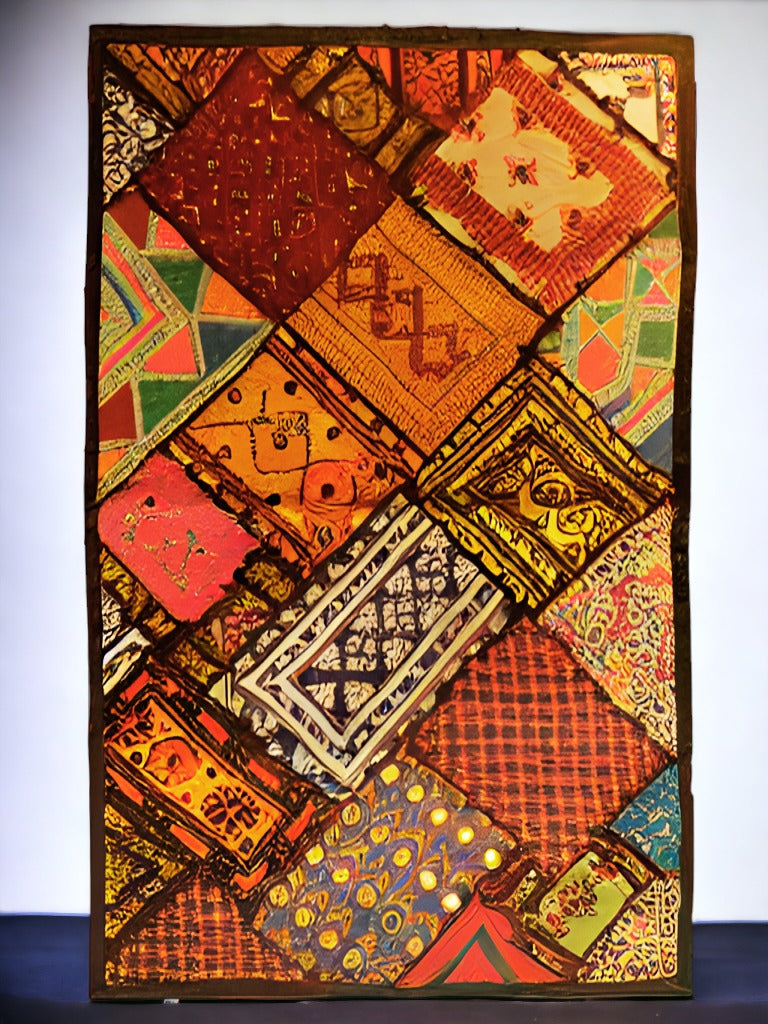 Handmade quilted wall hanging with patchwork beautiful, quilted wall art