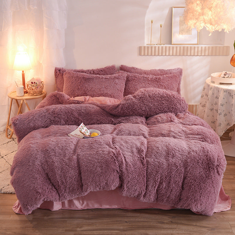 Housse de couette en polaire épaisse de luxe Queen King hiver lit chaud housse de couette taie d'oreiller peluche moelleuse Shaggy literie ensemble de literie hiver corps garder au chaud