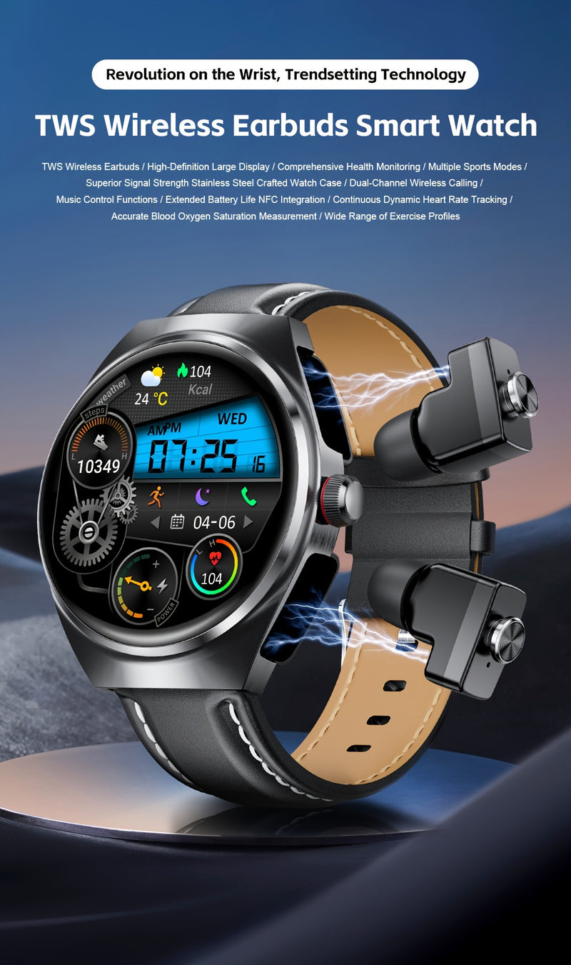 GT95 HD Full Touch Screen, TWS Earbuds + Outdoor IP67 Waterproof Smartwatch, 400mAh Battery For Long Srandby, Supports DIY Watch Faces, NFC Unlocking, Sports Data Tracking