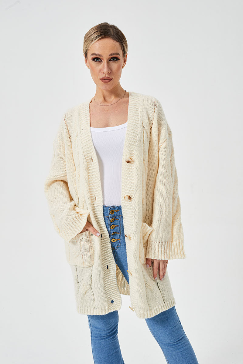 Pull cardigan long et décontracté pour femme