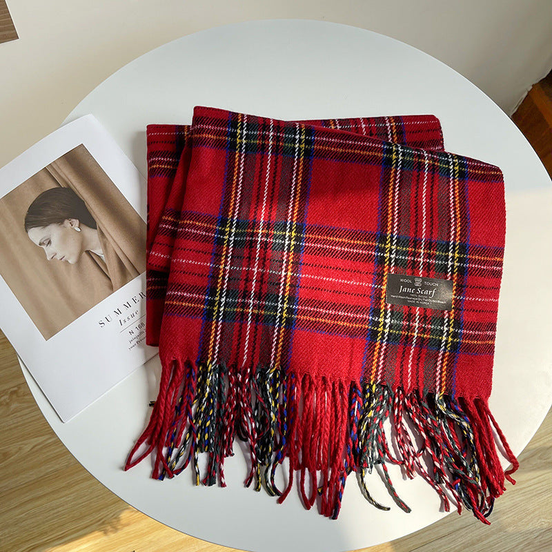 Red Check Pattren All-match Warm Scarf