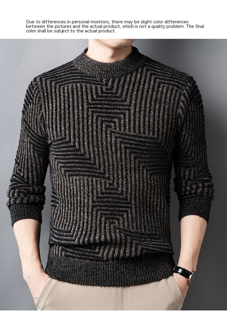 Men's Knitted Thickened Half-high Collar Chenille Warm Sweater