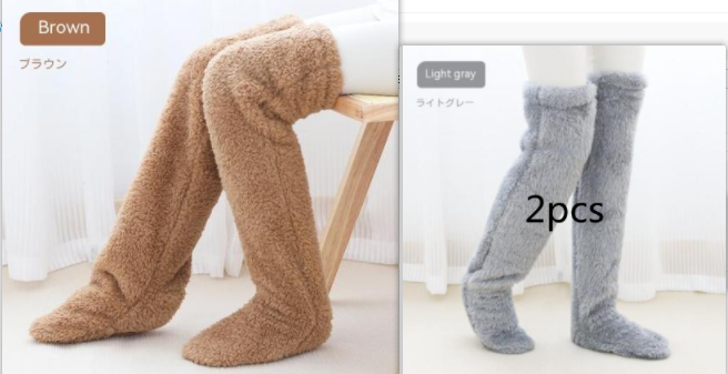 Chaussettes longues et pelucheuses au-dessus du genou, bas chauds d'hiver, jambes froides, articulations du genou, bas résistants au froid, chaussettes de couchage au sol de la maison