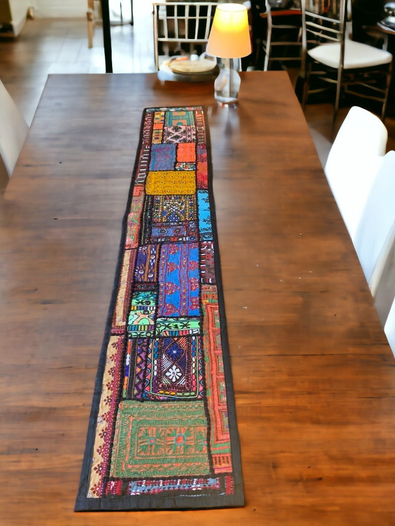 Handmade colourful table runner with beautiful patterns