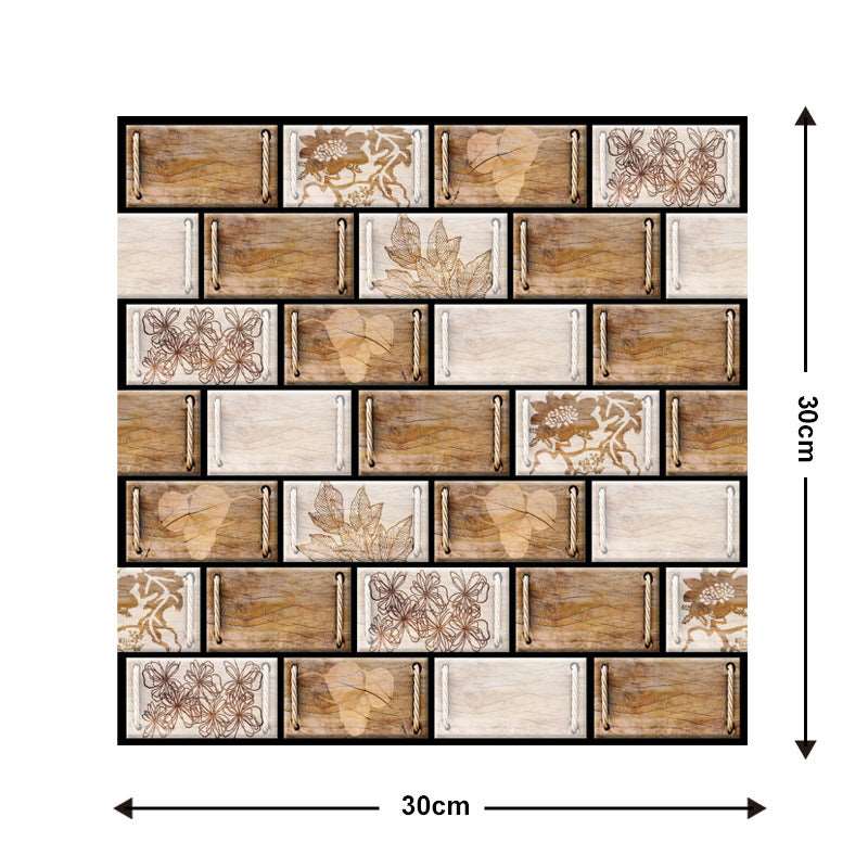 10 Pieces Of  Wood Grain 3D Wall Stickers Removable Tiles For Home Decoration