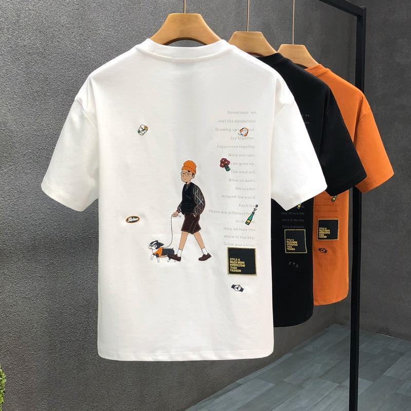 Cartoon Printed Short-sleeved T-shirt Men's Clothes Men's Loose T-shirt