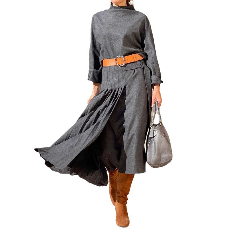 Women's Autumn Long Sleeve Loose Solid Color Dress