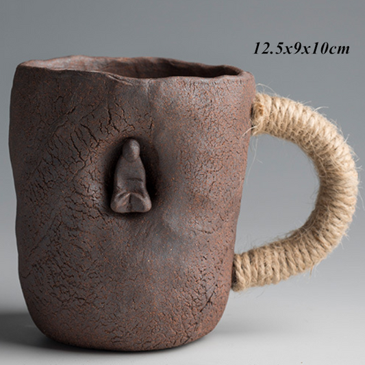 Thick Ceramic Mug With Lid Spoon Ceramic Office Cup Large-capacity Japanese Coffee Cup