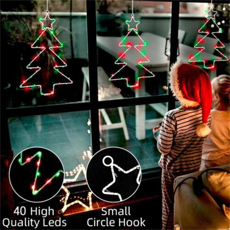 Wrought Iron Christmas Tree Shaped Lantern Festival LED Christmas Garland String Lights Fairy Curtain Light For Home Party Decororatios